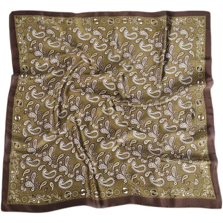 Classic Two Tone Paisley Flower Prints Square Scarf