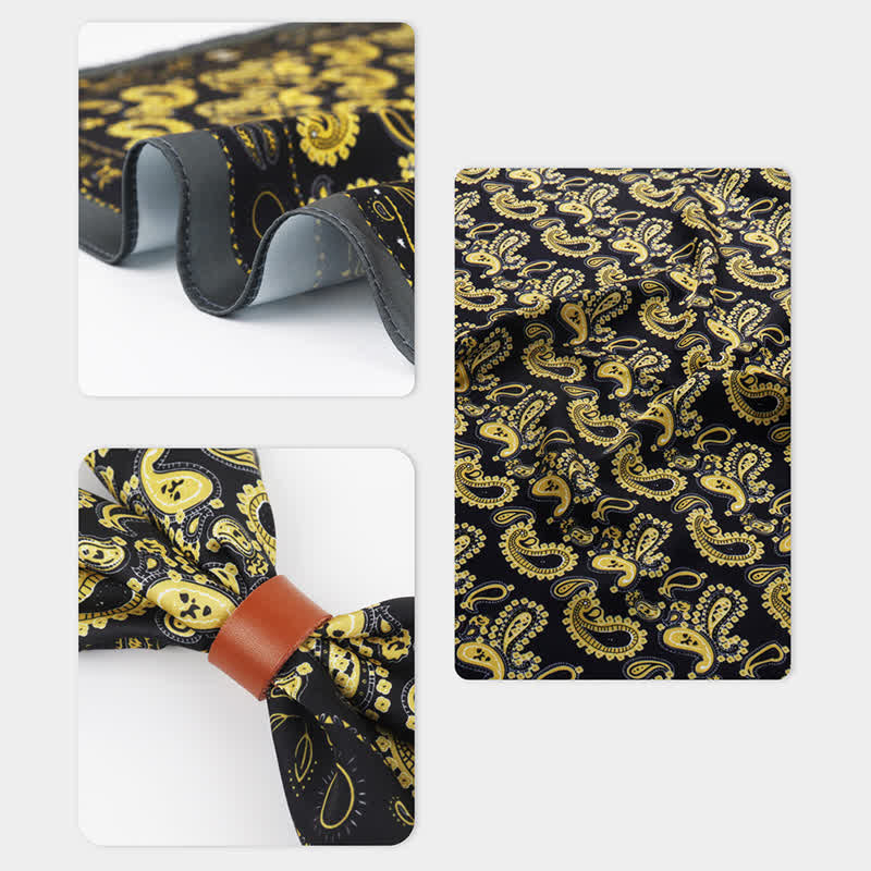 Luxurious British Style Paisley Square Scarf with Scarf Buckle