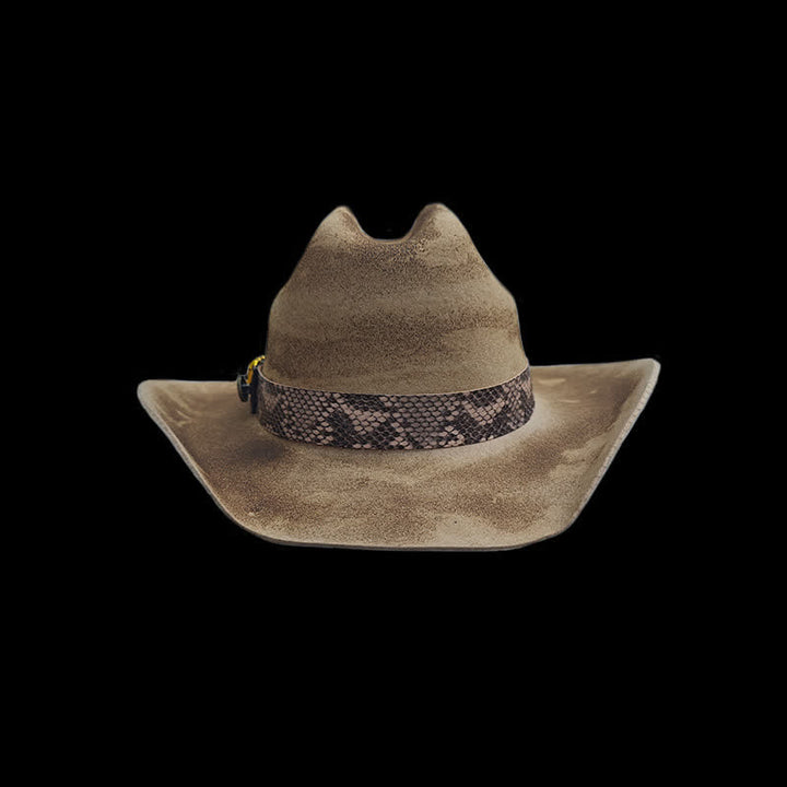 Bullet Decors Snake Skin Pattern Ribbon Cowboy Hat