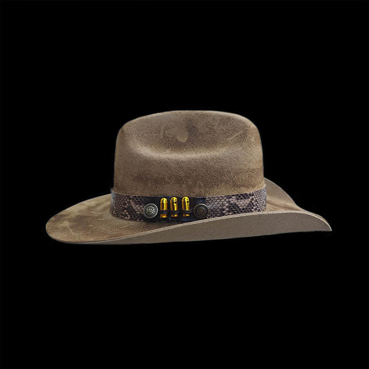 Bullet Decors Snake Skin Pattern Ribbon Cowboy Hat - image 4