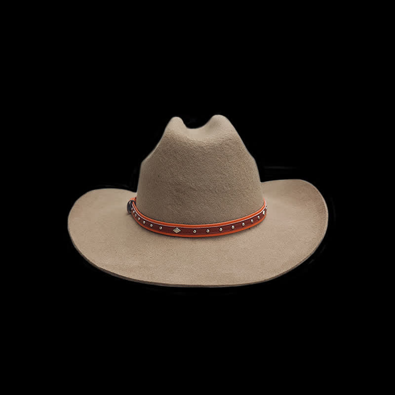 Stylish Rivet Studded Classic Camel Cowboy Hat