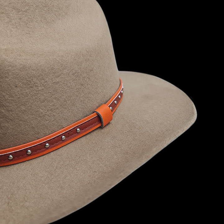 Stylish Rivet Studded Classic Camel Cowboy Hat