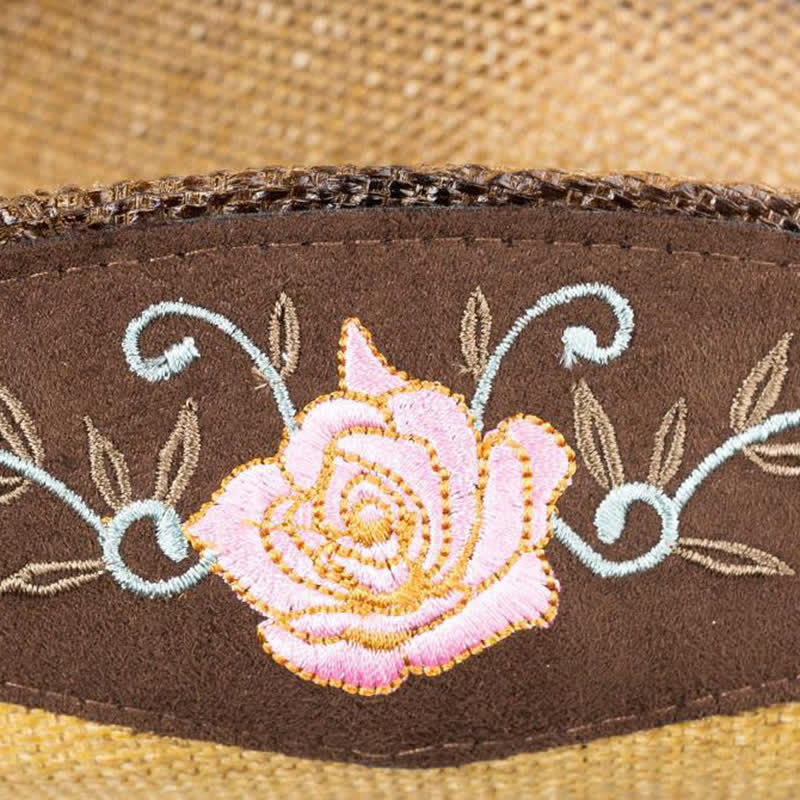 Pink Flower Western Party Cowgirl Cowboy Straw Hat