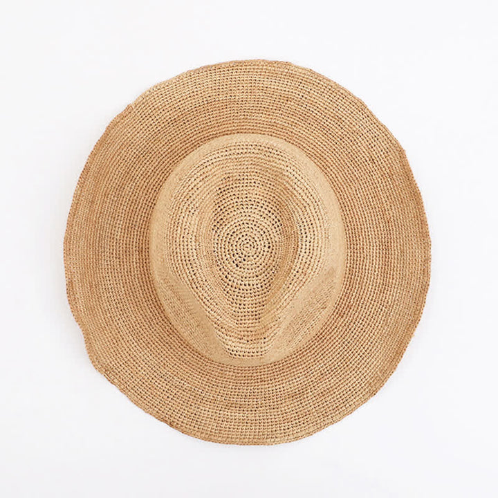 Outing Beach Sunshade Natural Raffia Straw Hat