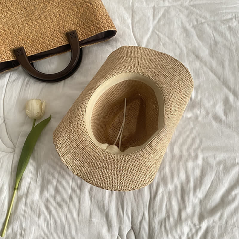 Outing Beach Sunshade Natural Raffia Straw Hat