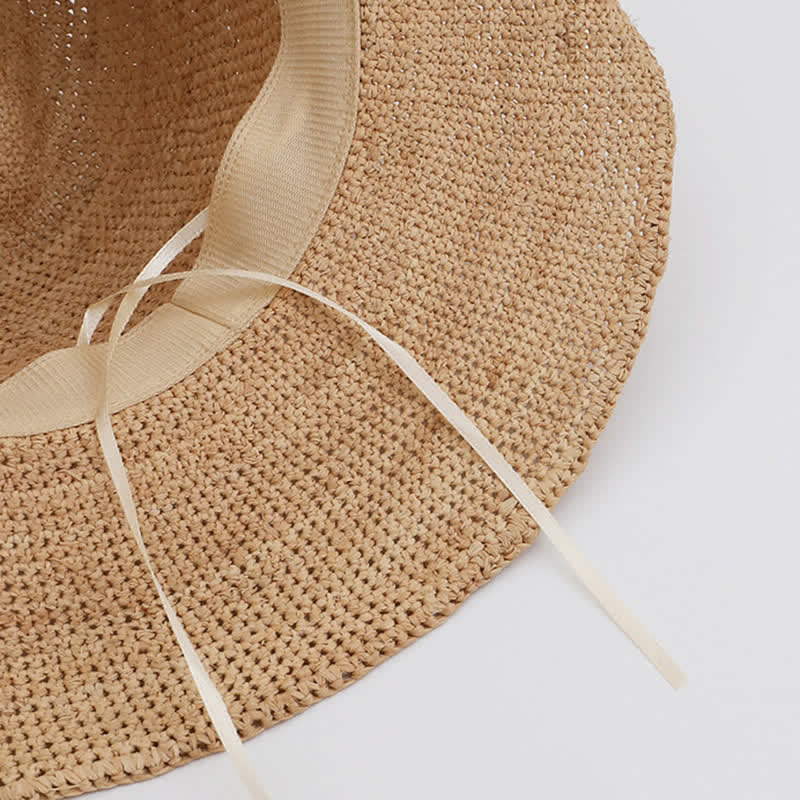 Outing Beach Sunshade Natural Raffia Straw Hat