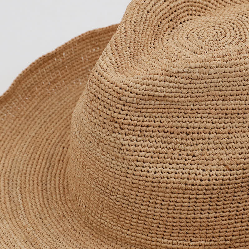 Outing Beach Sunshade Natural Raffia Straw Hat