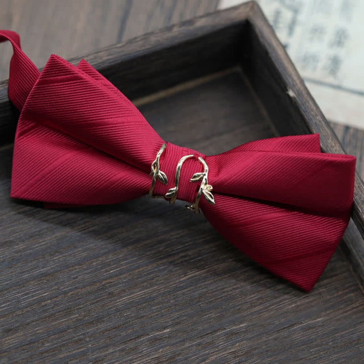 Men's Gold Metal Branch Shaped Twilled Bow Tie