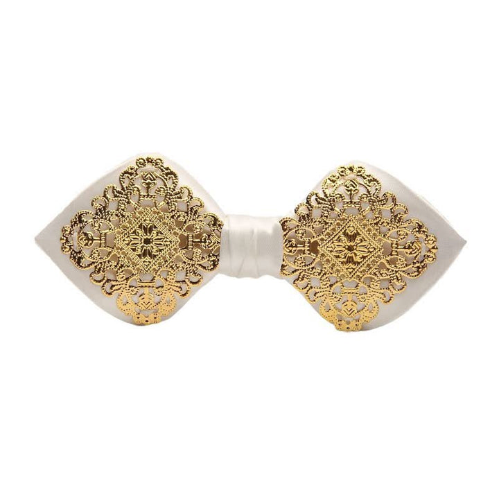 Men's Palace Pattern Gold Metal Pointed Bow Tie