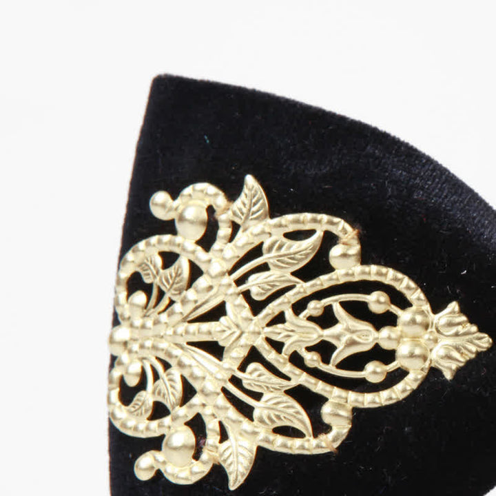 Men's Black Velvet Gold Embellished Bow Tie