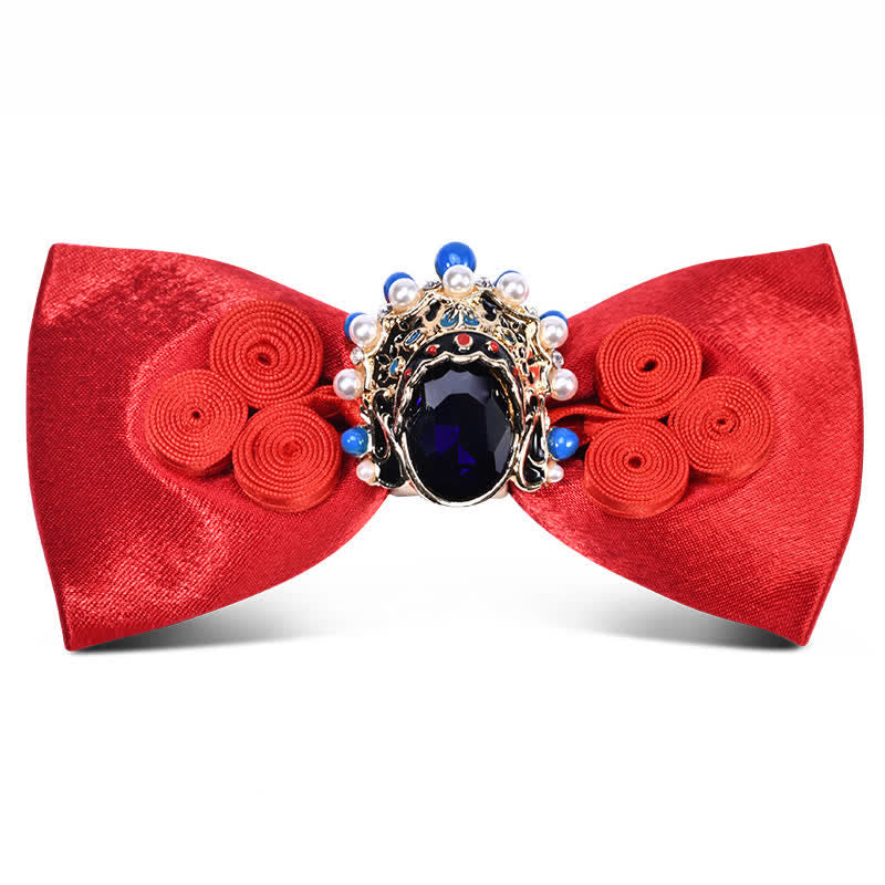 Men's Stylish Circle Decors Artificial Pearl Crystal Bow Tie