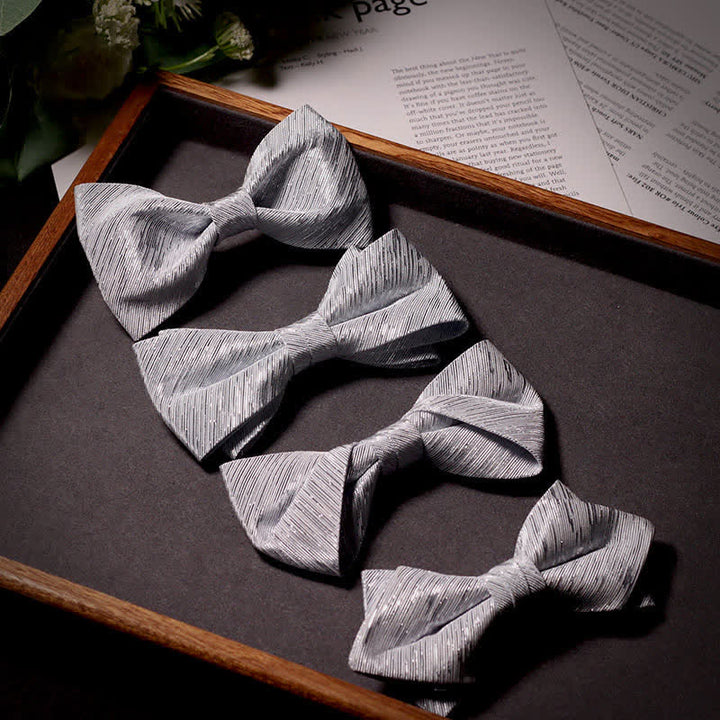 Men's Sparkle Silver Gray Series Twilled Bow Tie