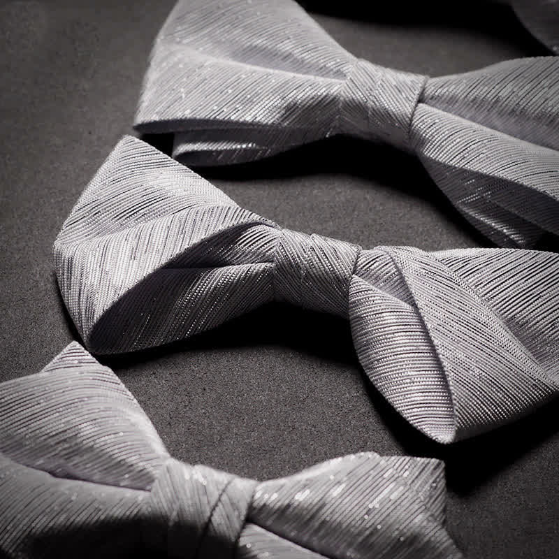 Men's Sparkle Silver Gray Series Twilled Bow Tie