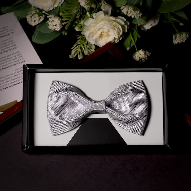 Men's Sparkle Silver Gray Series Twilled Bow Tie