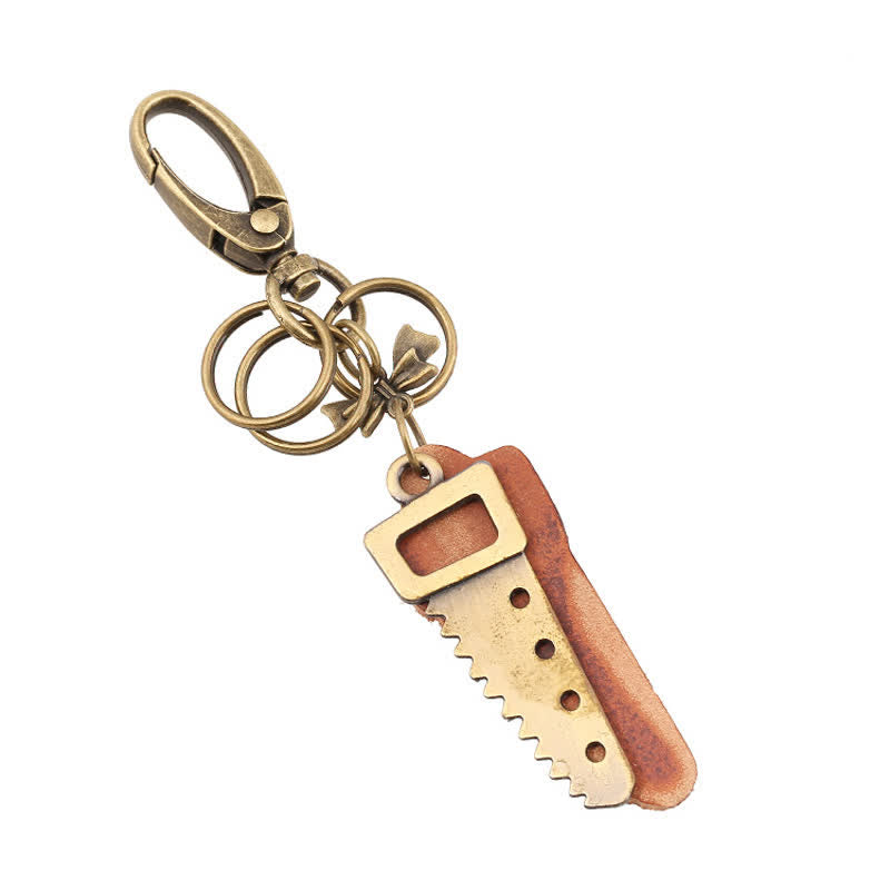 Bronze Saw Creative Bow Knot Leather Keychain - image 1