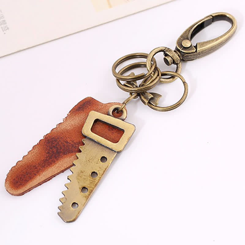 Bronze Saw Creative Bow Knot Leather Keychain - image 4