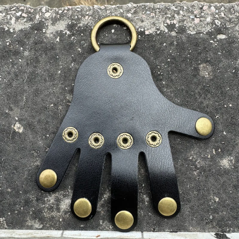 Funny Creative Finger Shape Leather Keychain - Black - image 7