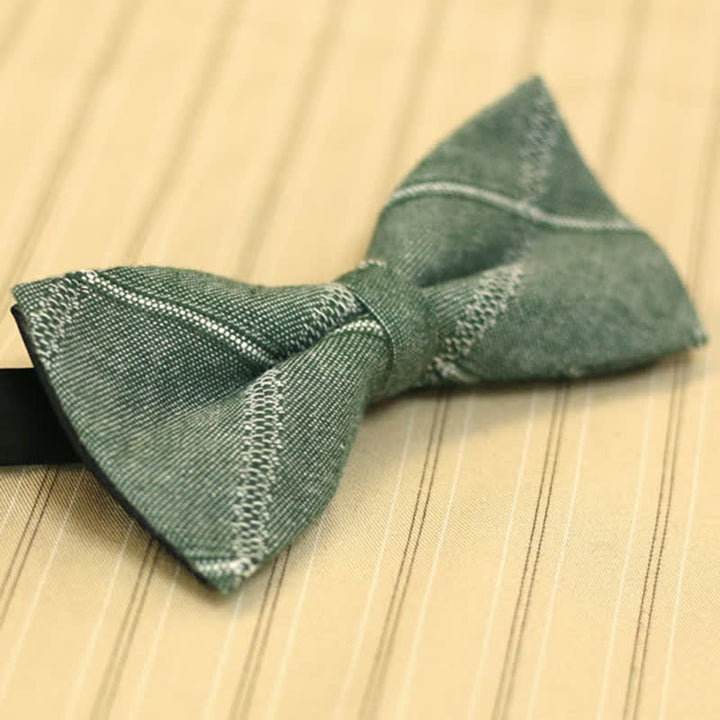 Men's MediumSeaGreen British Style Plaid Cotton Bow Tie