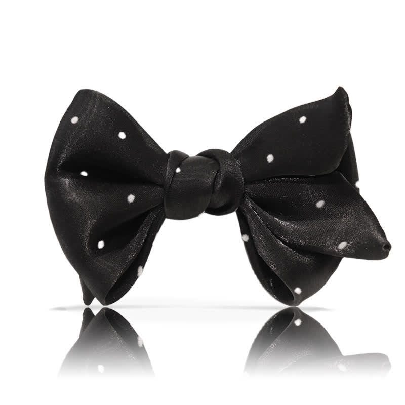 Men's Romantic Black & White Polka Dots Bow Tie