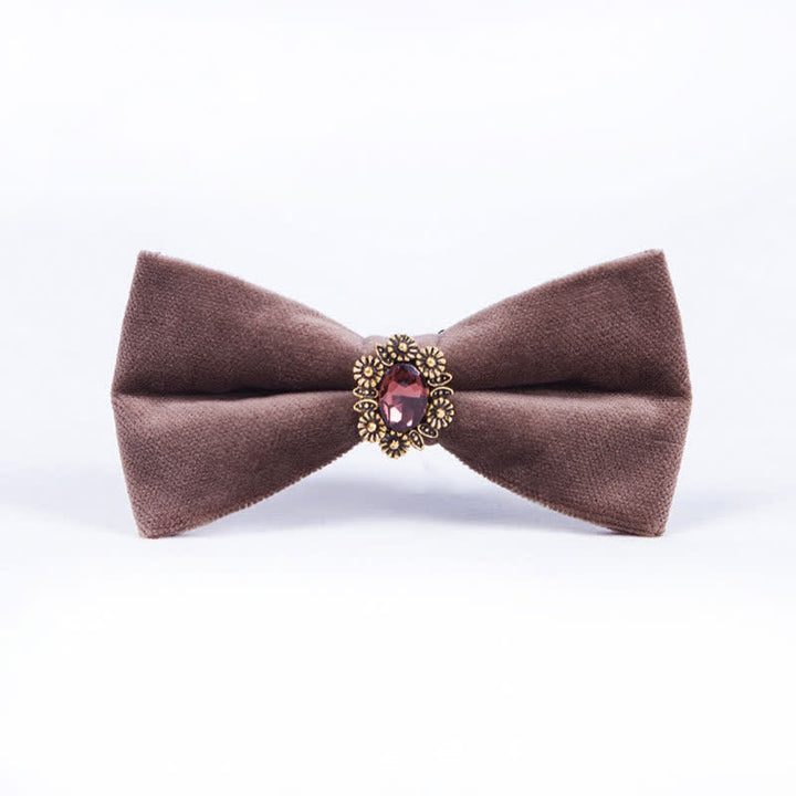 Men's Sunflower Artficial Crystal Velvet Bow Tie