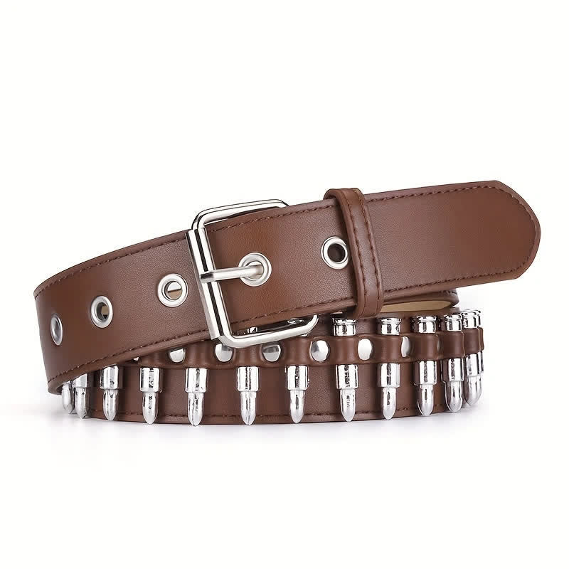 Stylish Punk Bullets Rivet Decor Leather Belt