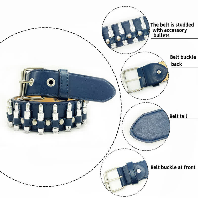 Stylish Punk Bullets Rivet Decor Leather Belt