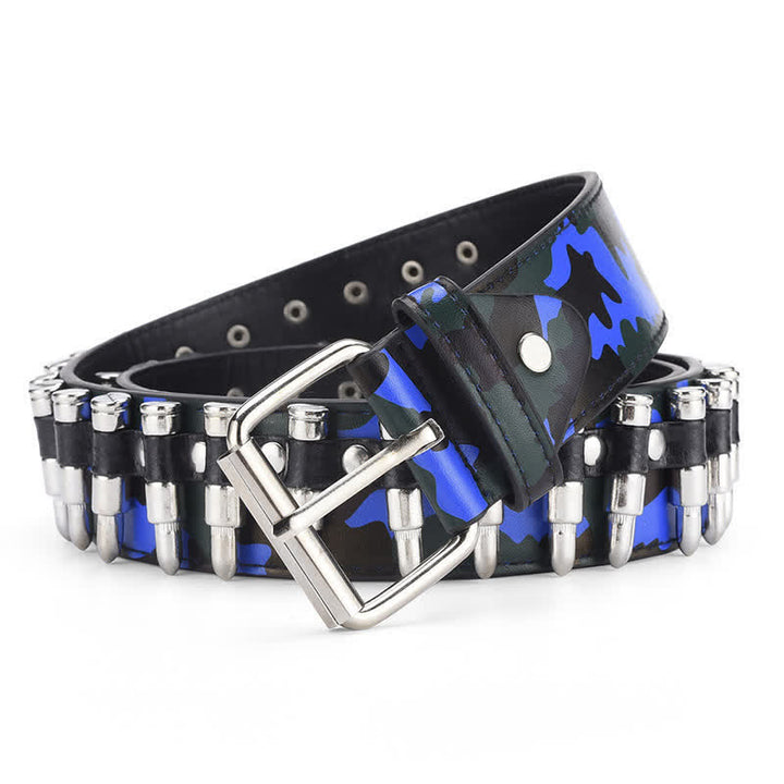 Camouflage Rock Wild Bullet Rivets Leather Belt