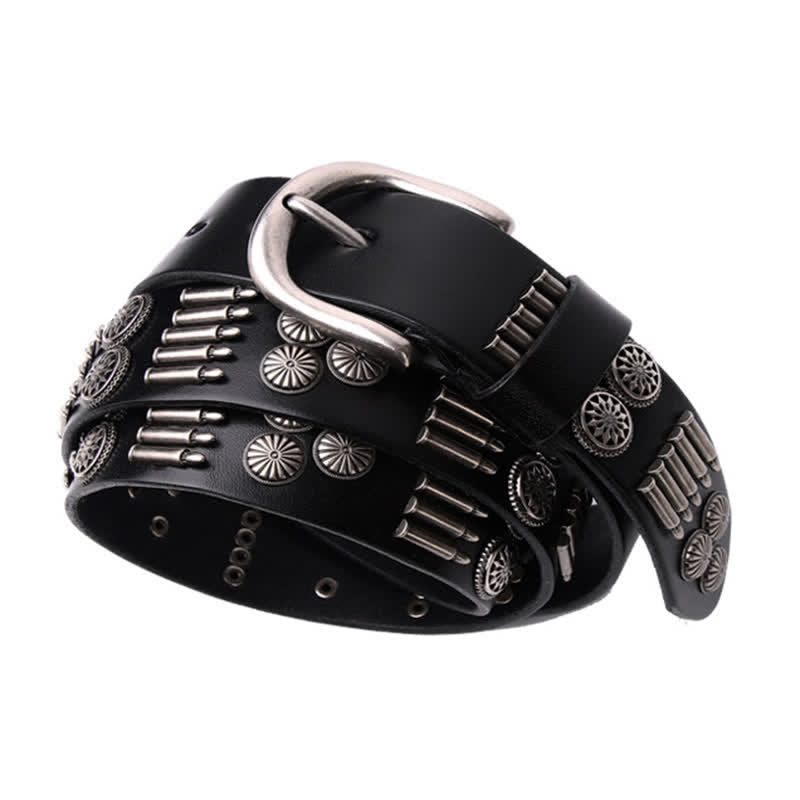 Fashion Punk Rock Metal Bullet Rivets Leather Belt