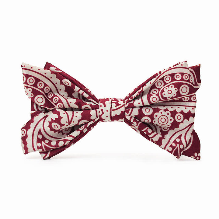 Men's Red & White Cashew Polka Dot Printed Bow Tie