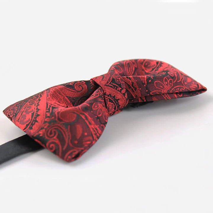 Men's Elegant British Style Burgundy Paisley Bow Tie