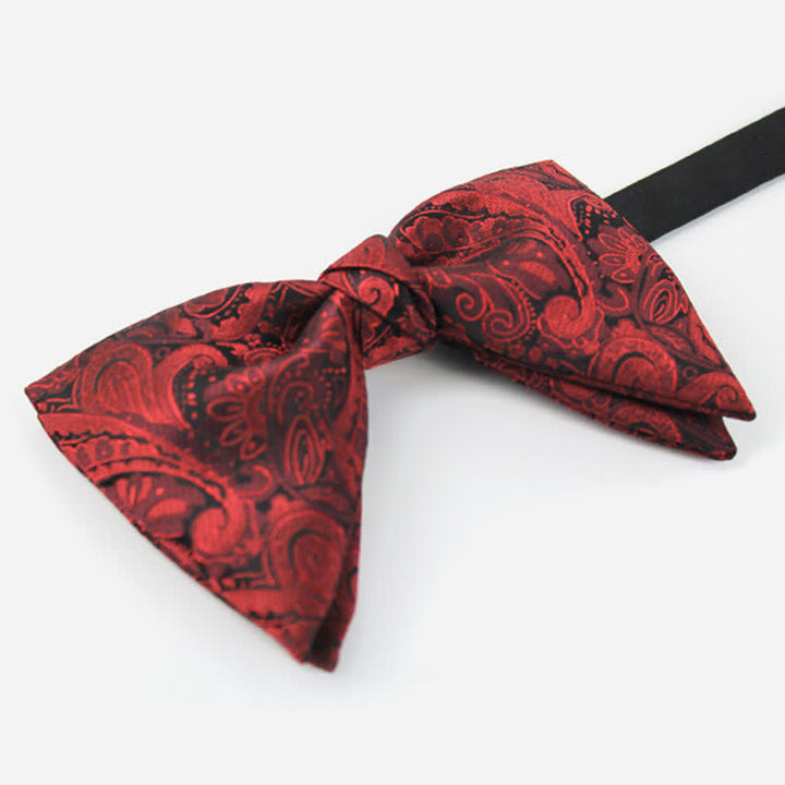 Men's Elegant British Style Burgundy Paisley Bow Tie