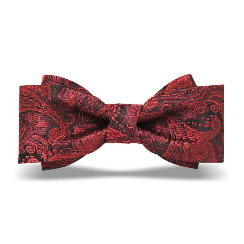 Men's Elegant British Style Burgundy Paisley Bow Tie