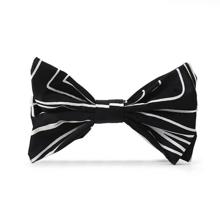 Men's Black & White Geometric Lines Bow Tie