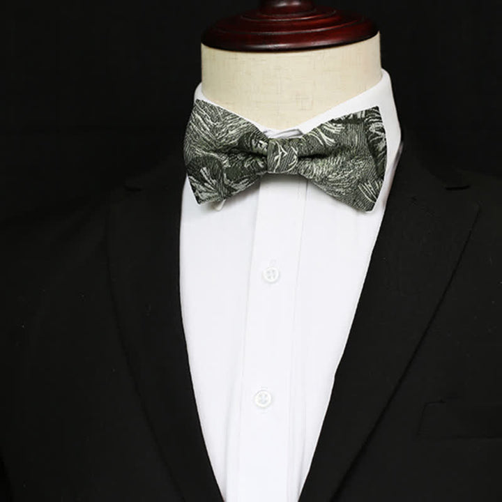 Men's Quiet Peaceful MediumSeaGreen Floral Bow Tie