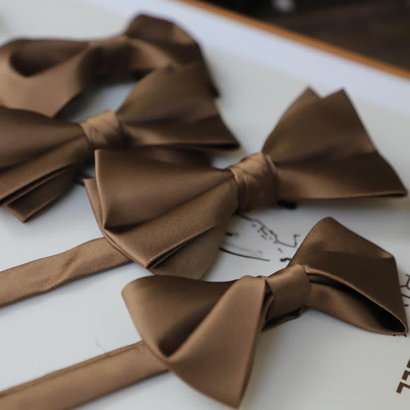 Men's Solid Coffee Brown Color Series Bow Tie