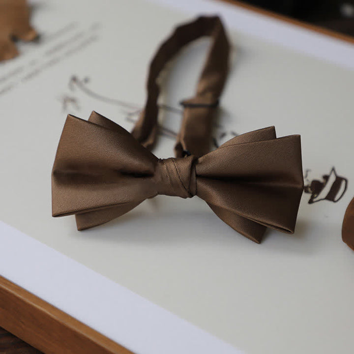 Men's Solid Coffee Brown Color Series Bow Tie