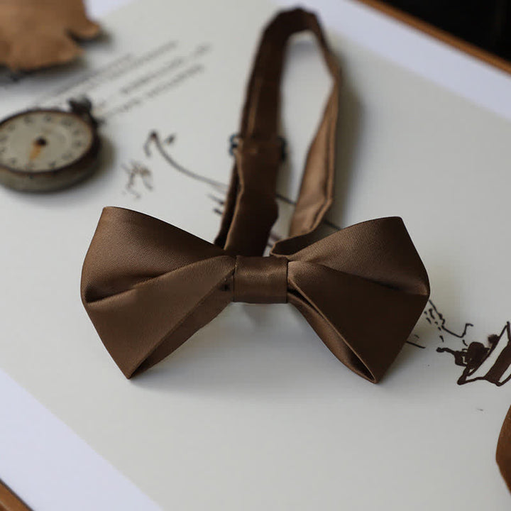 Men's Solid Coffee Brown Color Series Bow Tie