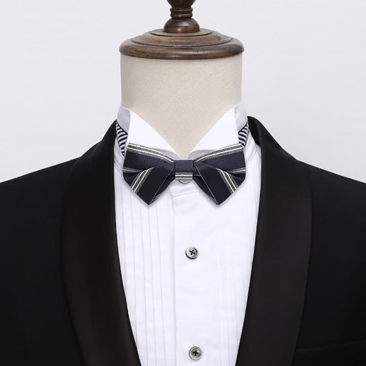 Men's Classic Navy Striped Business Bow Tie