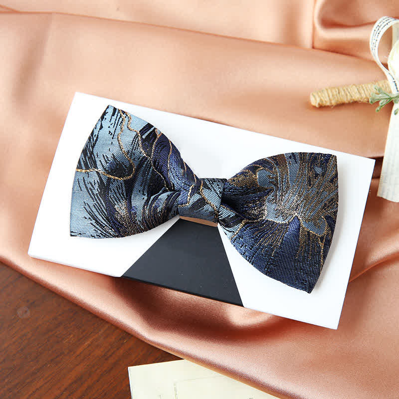 Men's Blue & Gold Bright Floral Jacquard Bow Tie