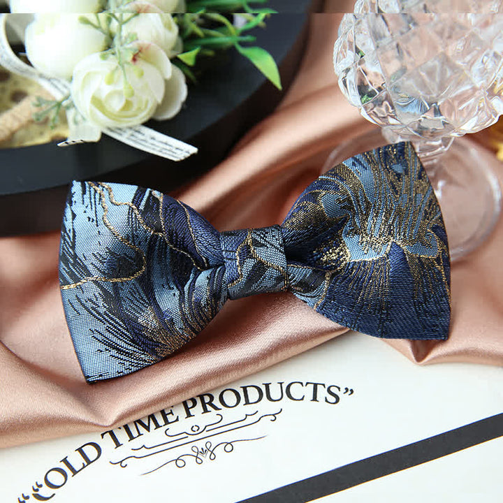 Men's Blue & Gold Bright Floral Jacquard Bow Tie