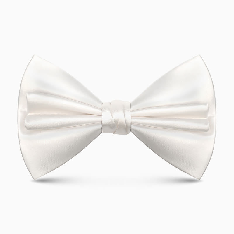 Men's Unique Double Layers Wrinkle Solid Color Bow Tie