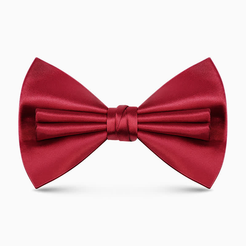 Men's Unique Double Layers Wrinkle Solid Color Bow Tie