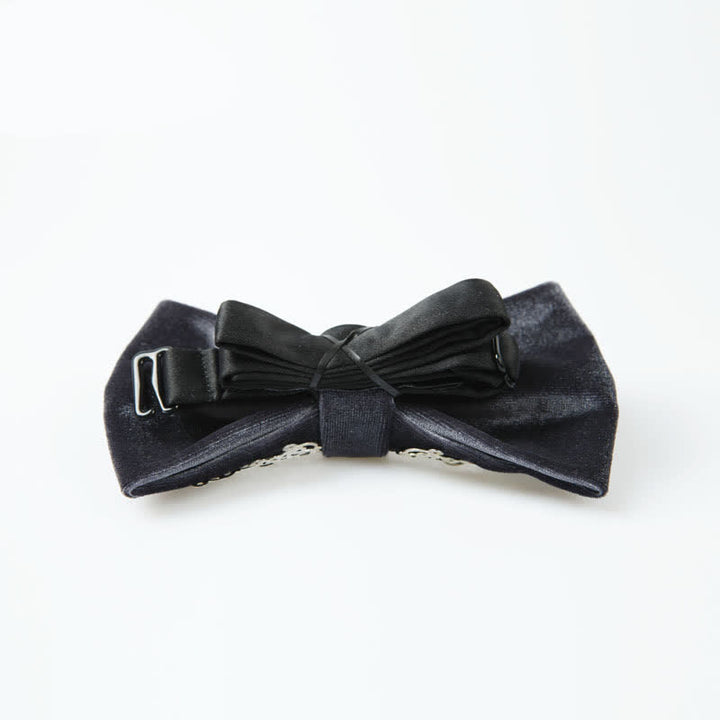 Men's Silver Sunburst Metal Gray Velvet Bow Tie