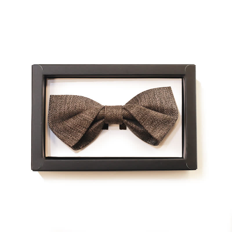 Men's Vintage Brown British Style Floral Brooch Bow Tie
