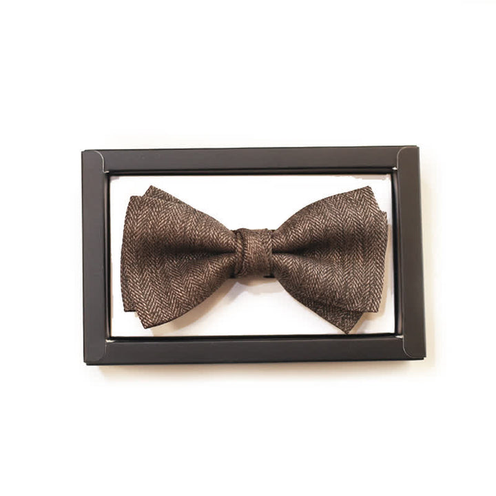 Men's Vintage Brown British Style Floral Brooch Bow Tie