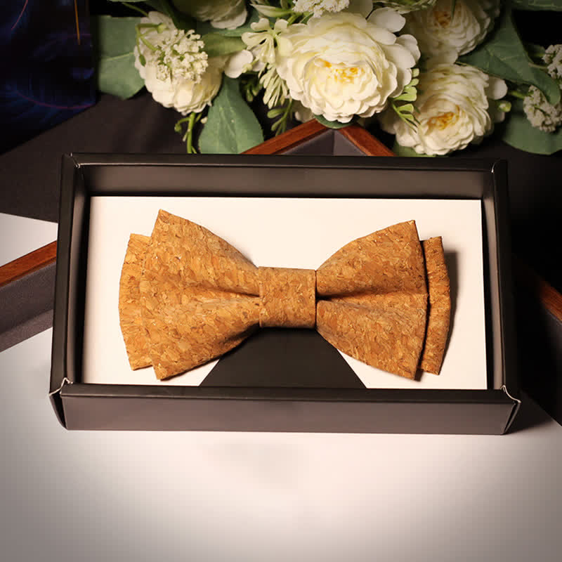 Men's Creative Cork Wood Pattern Party Bow Tie