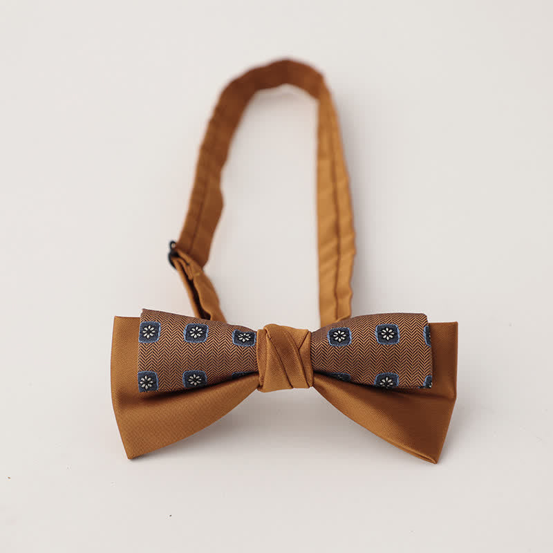 Men's Unqiue Two-Layer Patchwork Floral Bow Tie