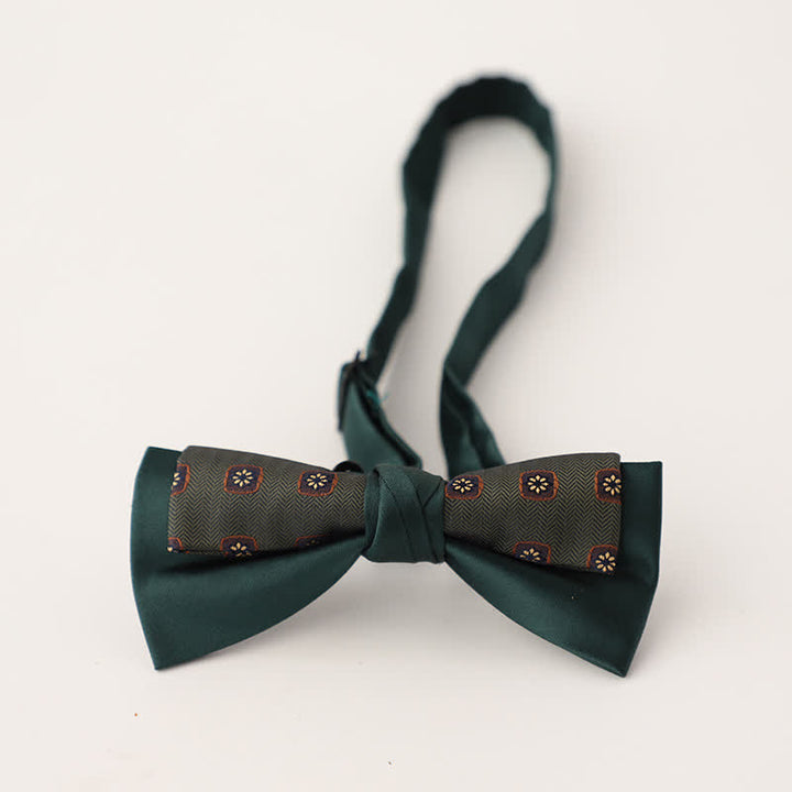 Men's Unqiue Two-Layer Patchwork Floral Bow Tie