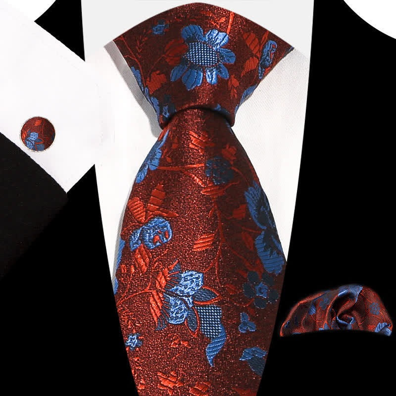 3Pcs Men's Graceful Exquisite Floral Pattern Necktie Set