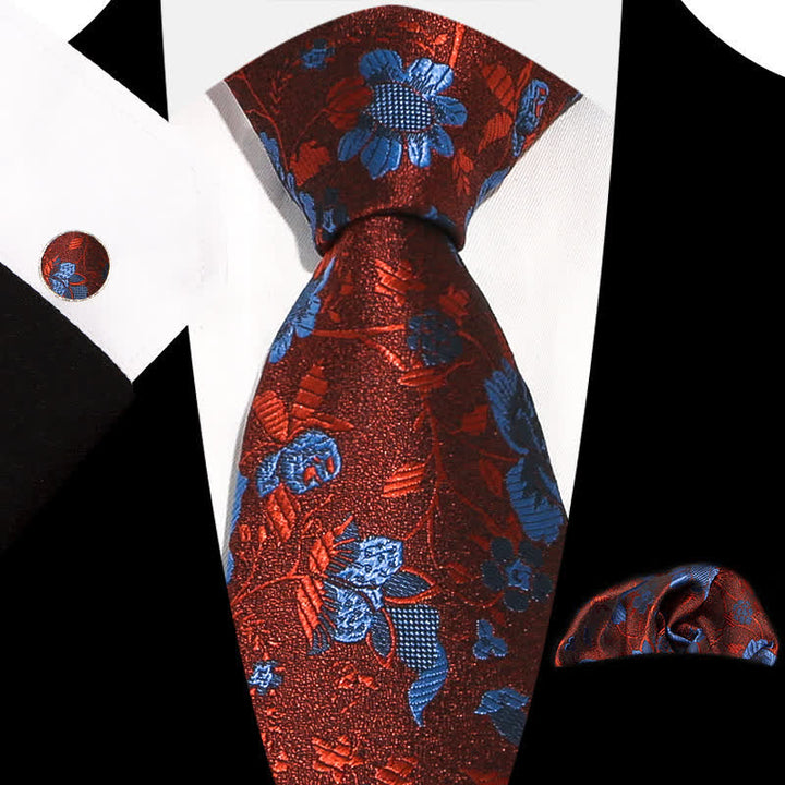 3Pcs Men's Graceful Exquisite Floral Pattern Necktie Set